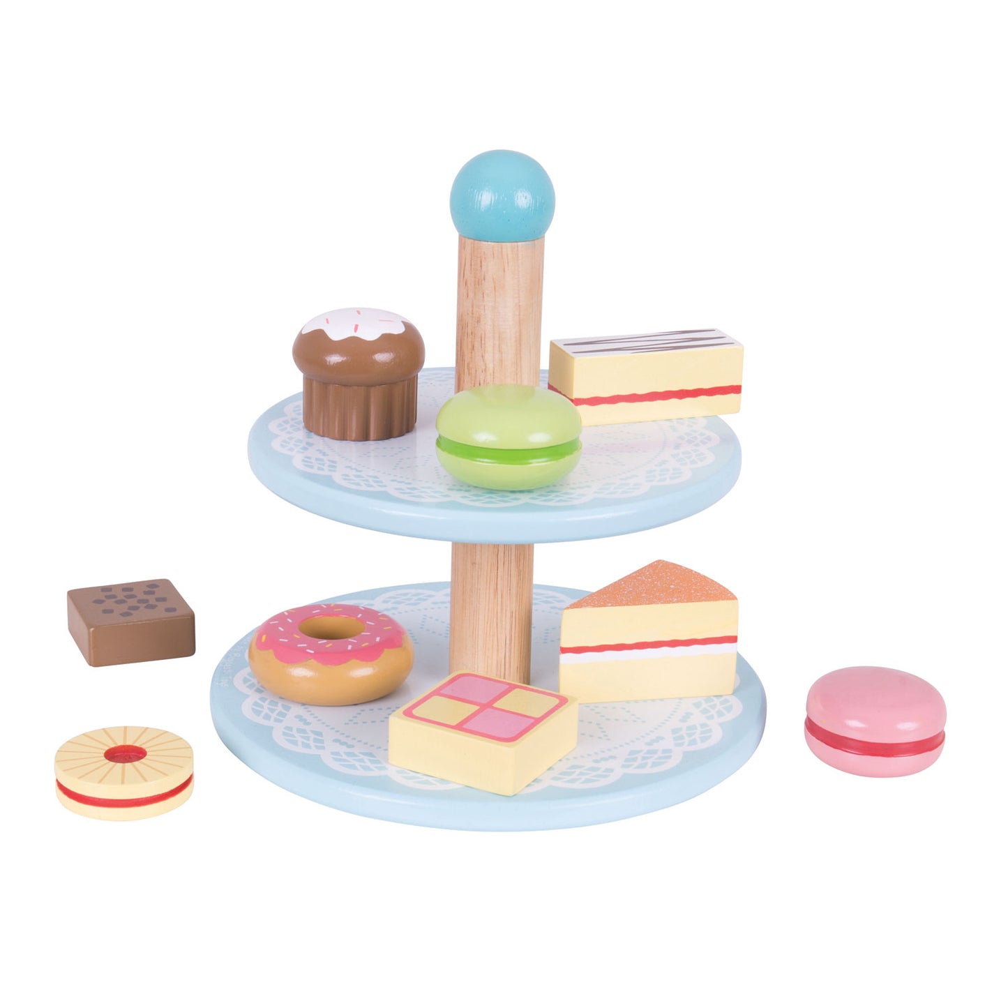 Bigjigs en bois etagere avec des gâteaux