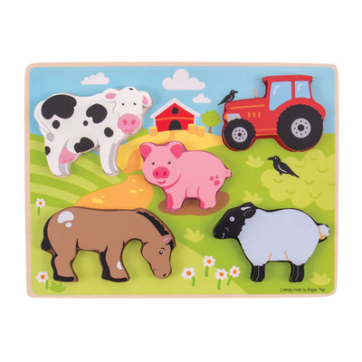 Puzzle ferme en bois Bigjigs, 5 pièces.
