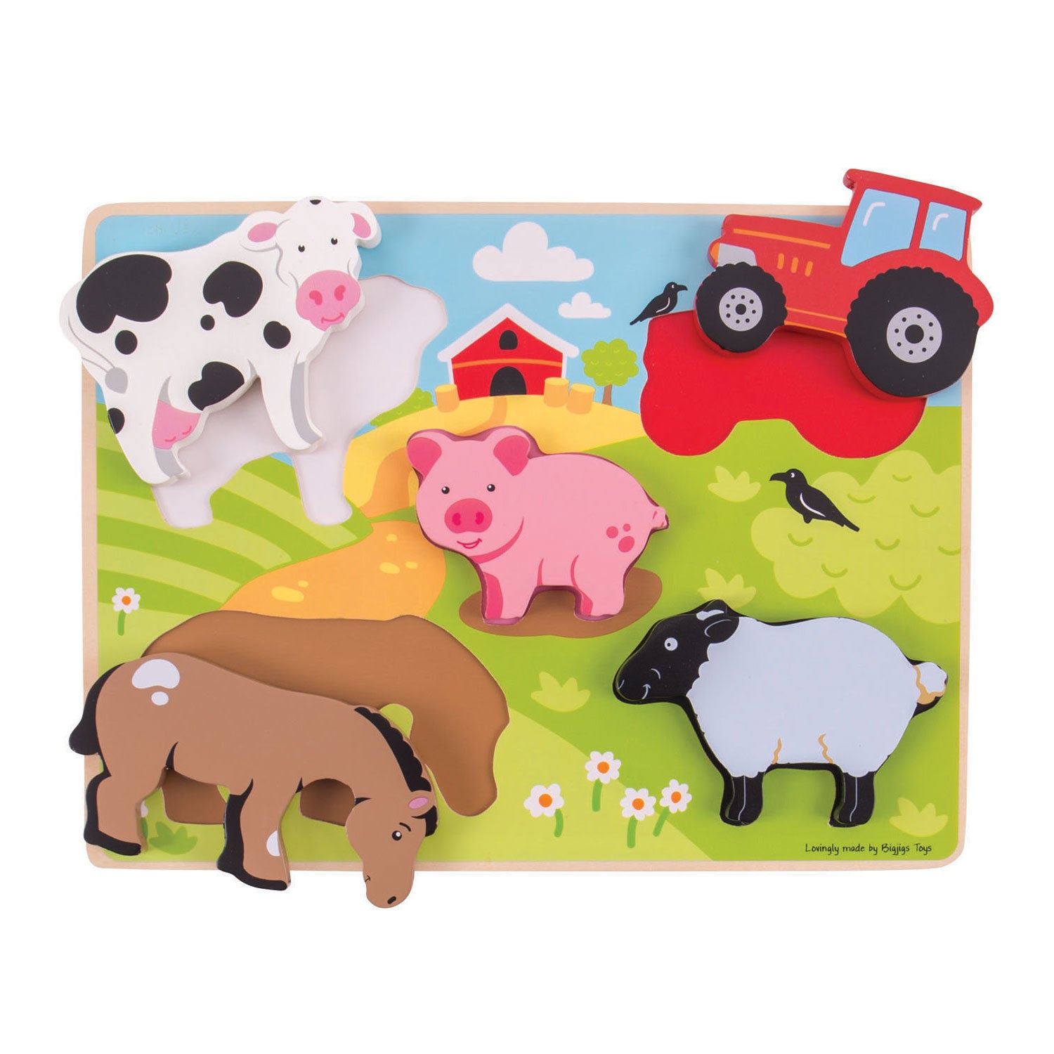 Puzzle ferme en bois Bigjigs, 5 pièces.