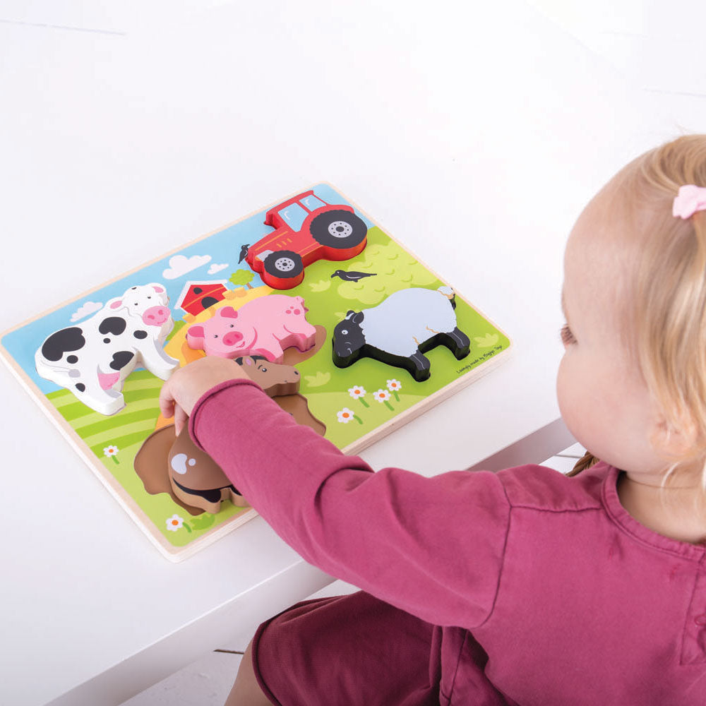 Puzzle ferme en bois Bigjigs, 5 pièces.