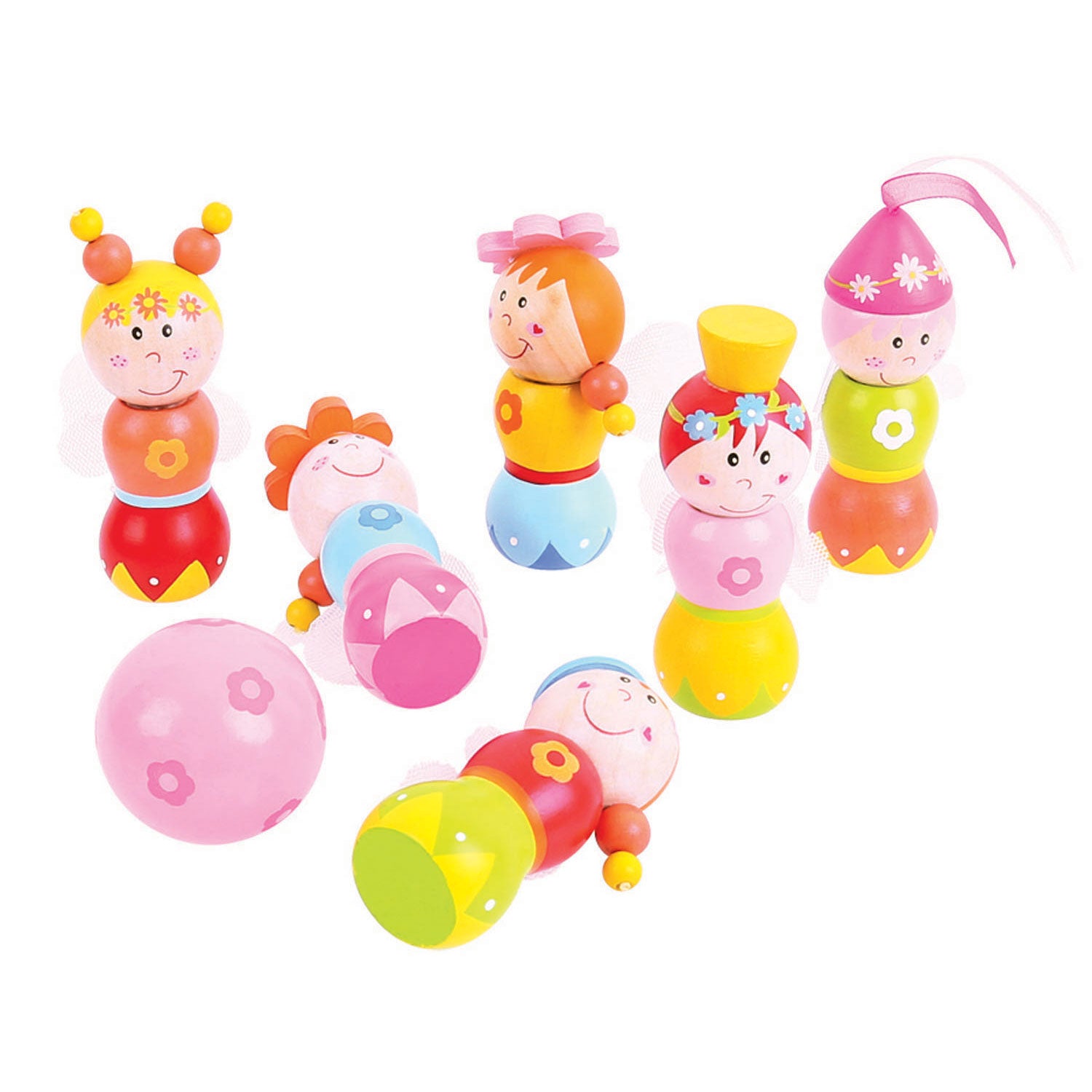 Bigjigs Bowling en bois princesses, 7dlg.