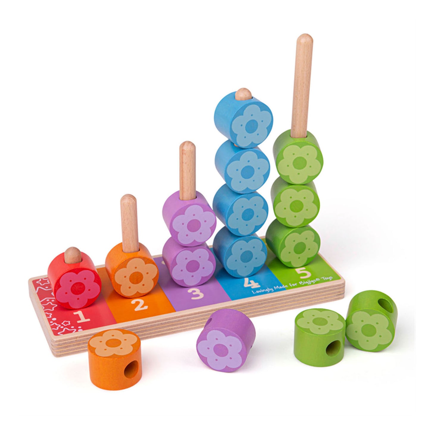 Bigjigs Fleurs de jeu d'empilement en bois, 16dlg.
