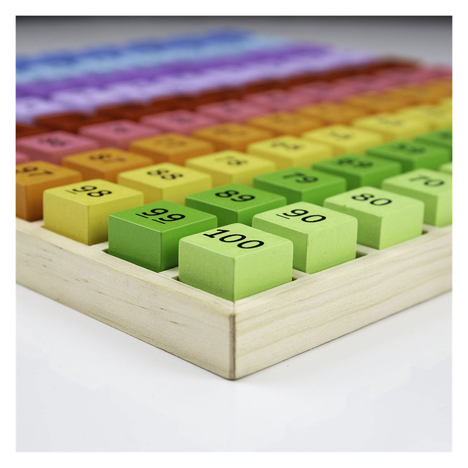 Bigjigs Blocs numériques en bois dans une planche de compartiment, 100dlg.