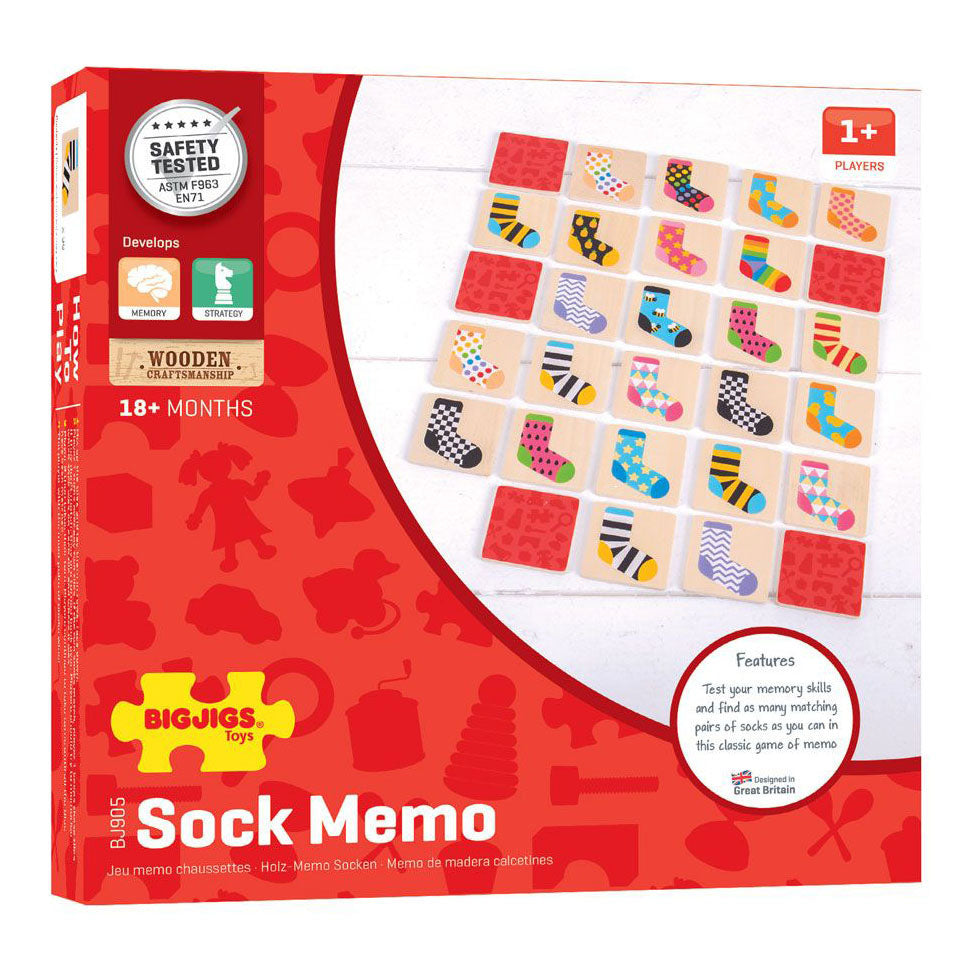 BigJigs Wooden Memo Game Colored Choques, 32dlg.