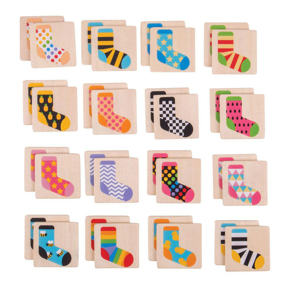 BigJigs Wooden Memo Game Colored Choques, 32dlg.