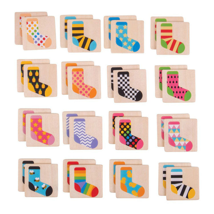 BigJigs Wooden Memo Game Colored Choques, 32dlg.