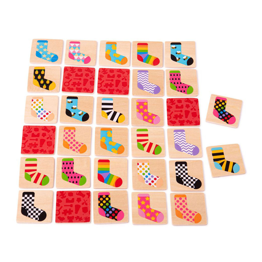 BigJigs Wooden Memo Game Colored Choques, 32dlg.