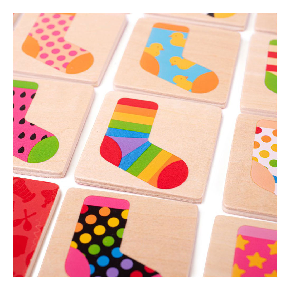 BigJigs Wooden Memo Game Colored Choques, 32dlg.