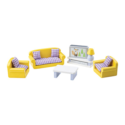 Tidlo Wooden Dollhouse Furniture Living Room, 9dlg.