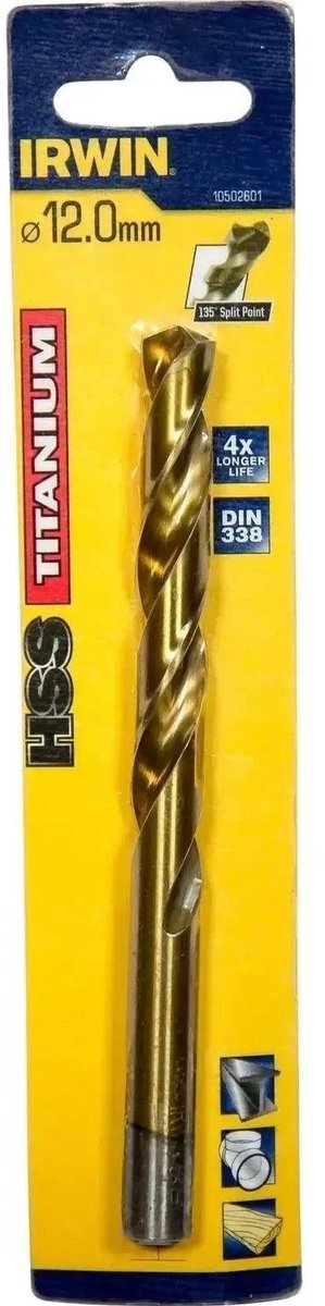 Foret à métaux Irwin hss 135° titane 12mm - 10502601