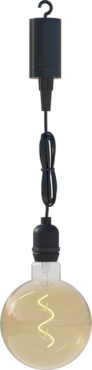Lampe suspendue Calex pour l'extérieur - éclairage extérieur suspendu sur batterie - or - source lumineuse à filament - noir
