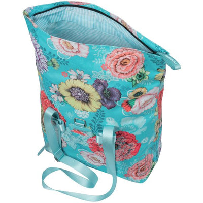 Basil Bloom Field Bicycle Shopper, Capuchon recyclé, étanche, bandoulière réglable, compartiment pour ordinateur portable, 15-20L, bleu ciel