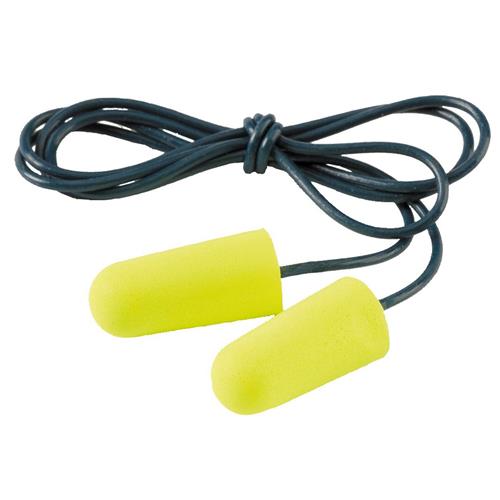 Bouchons d'oreilles 3m néons jaunes souples avec cordon (200 paires)