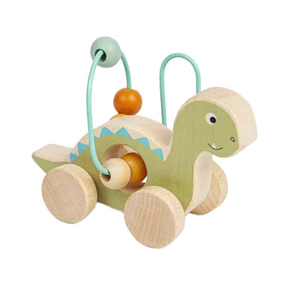 Bigjigs Figure de poussée en bois Diplodocus avec cadre de perles