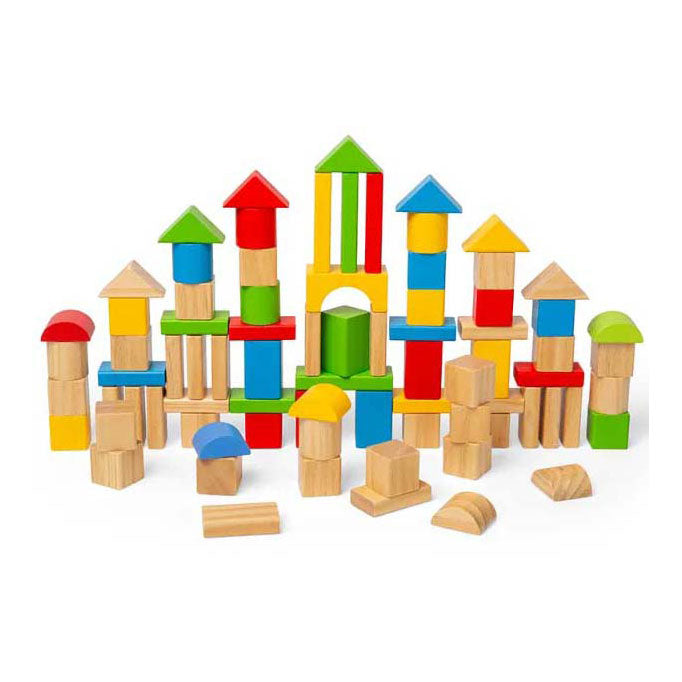 Bigjigs Blocs de couleur en bois, 80dlg.