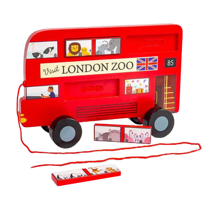 Figurine à tirer en bois pour bus de Londres Bigjigs