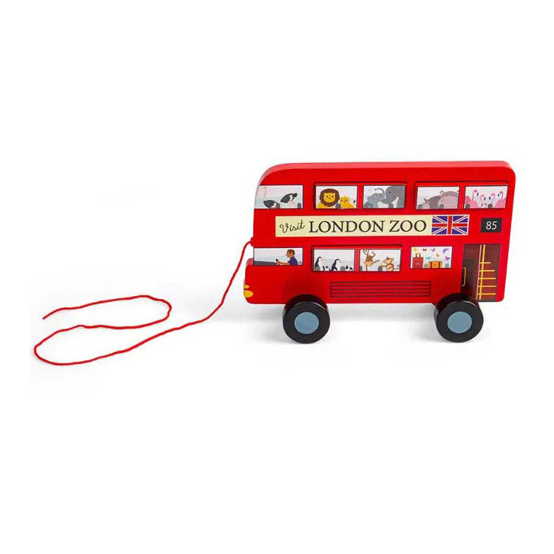 Figurine à tirer en bois pour bus de Londres Bigjigs