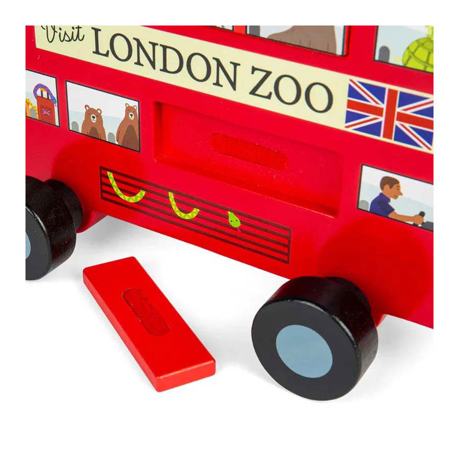 Figurine à tirer en bois pour bus de Londres Bigjigs