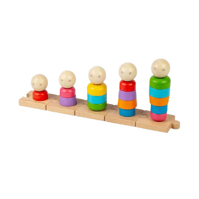 Bigjigs Wooden Rainbow Family Stacking Toys, 25dlg.