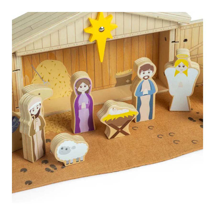 Bigjigs Scène de nativité en bois, 13dlg.