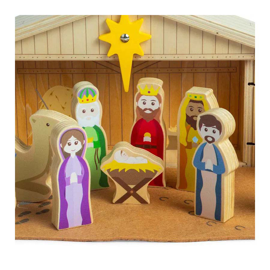 Bigjigs Scène de nativité en bois, 13dlg.