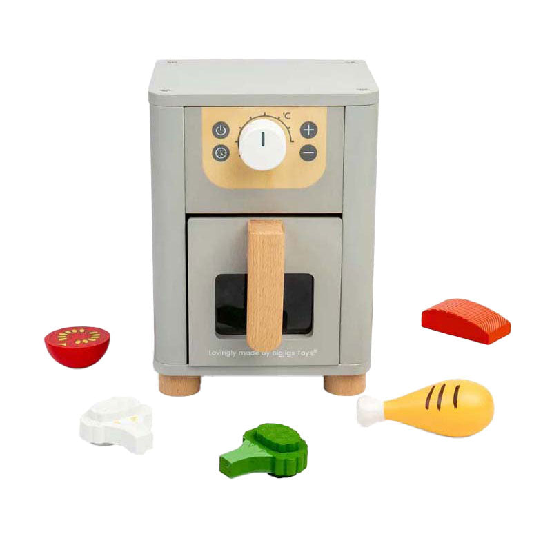 Ensemble de jeu de friteuse à air en bois Bigjigs, 5 pièces.