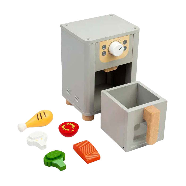 Ensemble de jeu de friteuse à air en bois Bigjigs, 5 pièces.