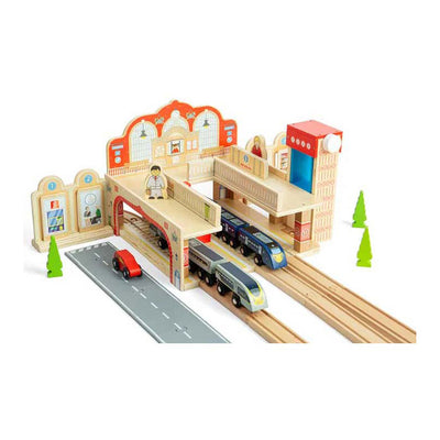 Bigjigs - Ensemble de jeu en bois pour la grande gare centrale
