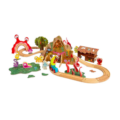 Bigjigs Ensemble de train en bois en bois, 50dlg.