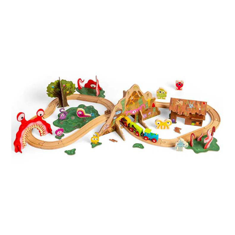 Bigjigs Ensemble de train en bois en bois, 50dlg.