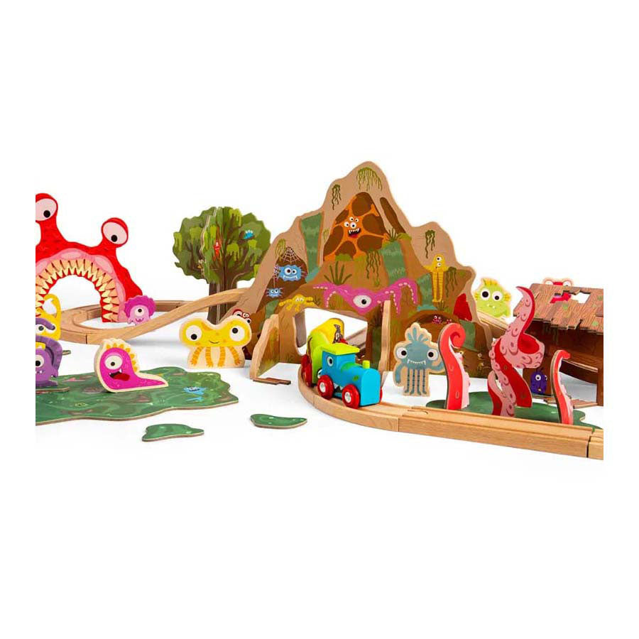 Bigjigs Ensemble de train en bois en bois, 50dlg.
