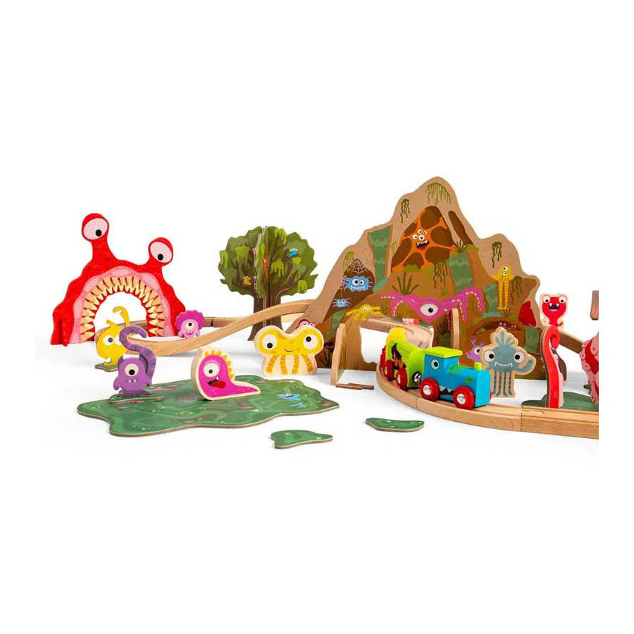 Bigjigs Ensemble de train en bois en bois, 50dlg.