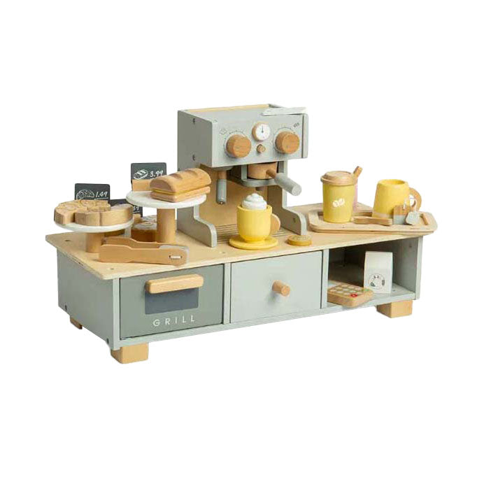 Ensemble de jeu de coin café en bois Bigjigs, 32 pièces.