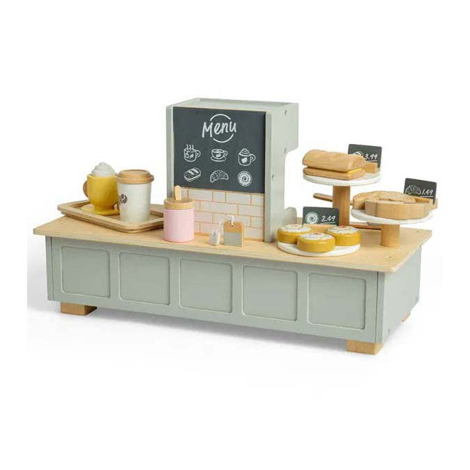 Ensemble de jeu de coin café en bois Bigjigs, 32 pièces.