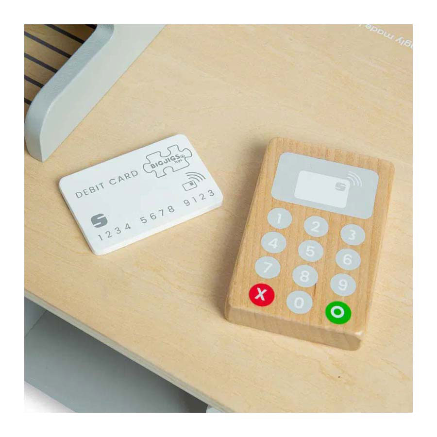 Ensemble de jeu de coin café en bois Bigjigs, 32 pièces.