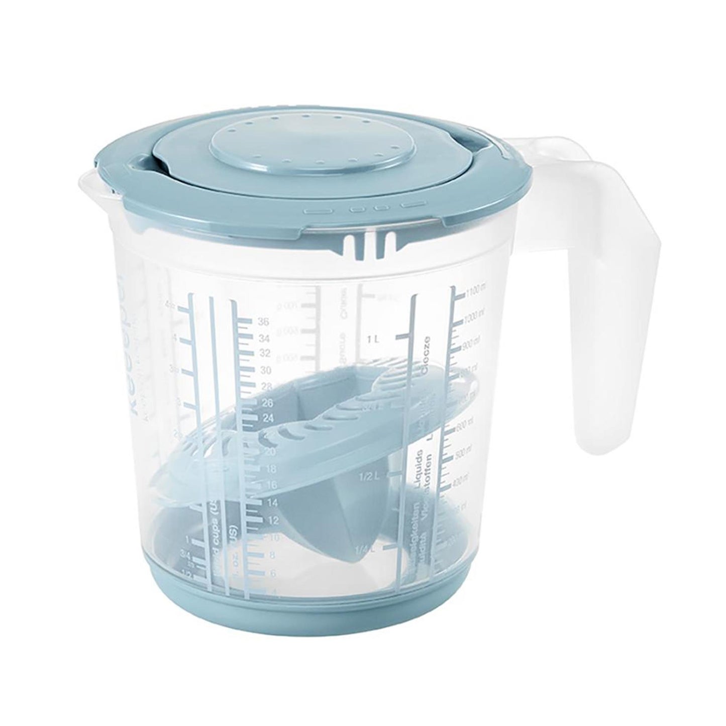 Gobelet doseur Keeper 1l + presse-agrumes bleu