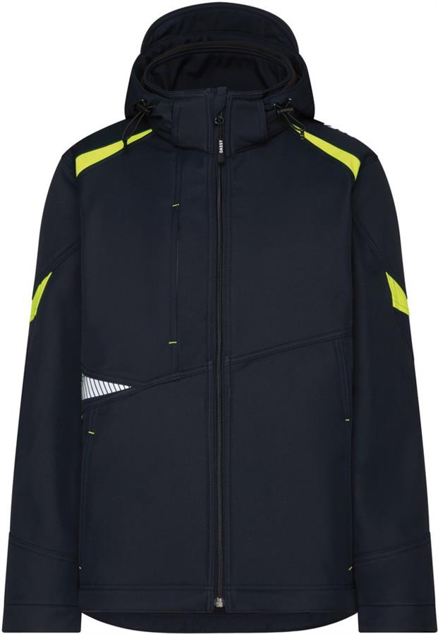 Dassy softshell kalama polyester bleu nuit jaune fluo xxl