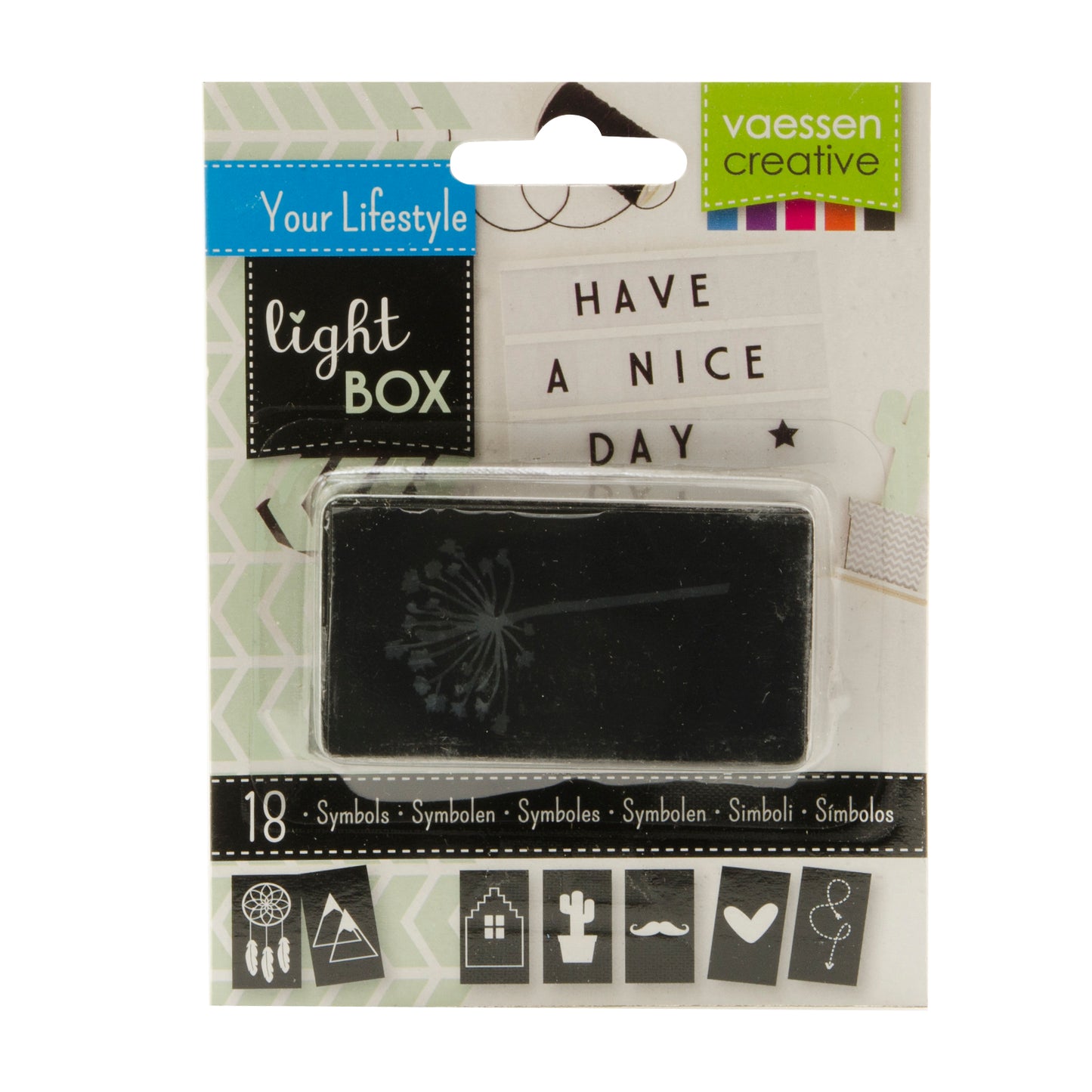 Vaessen creative • boîte lumineuse symboles monochromes 18pcs