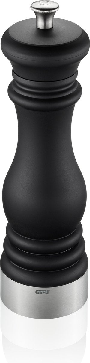 Moulin à sel ou à poivre Gefu Flavio – 21 cm – broyeur en céramique – réglable en continu – noir mat