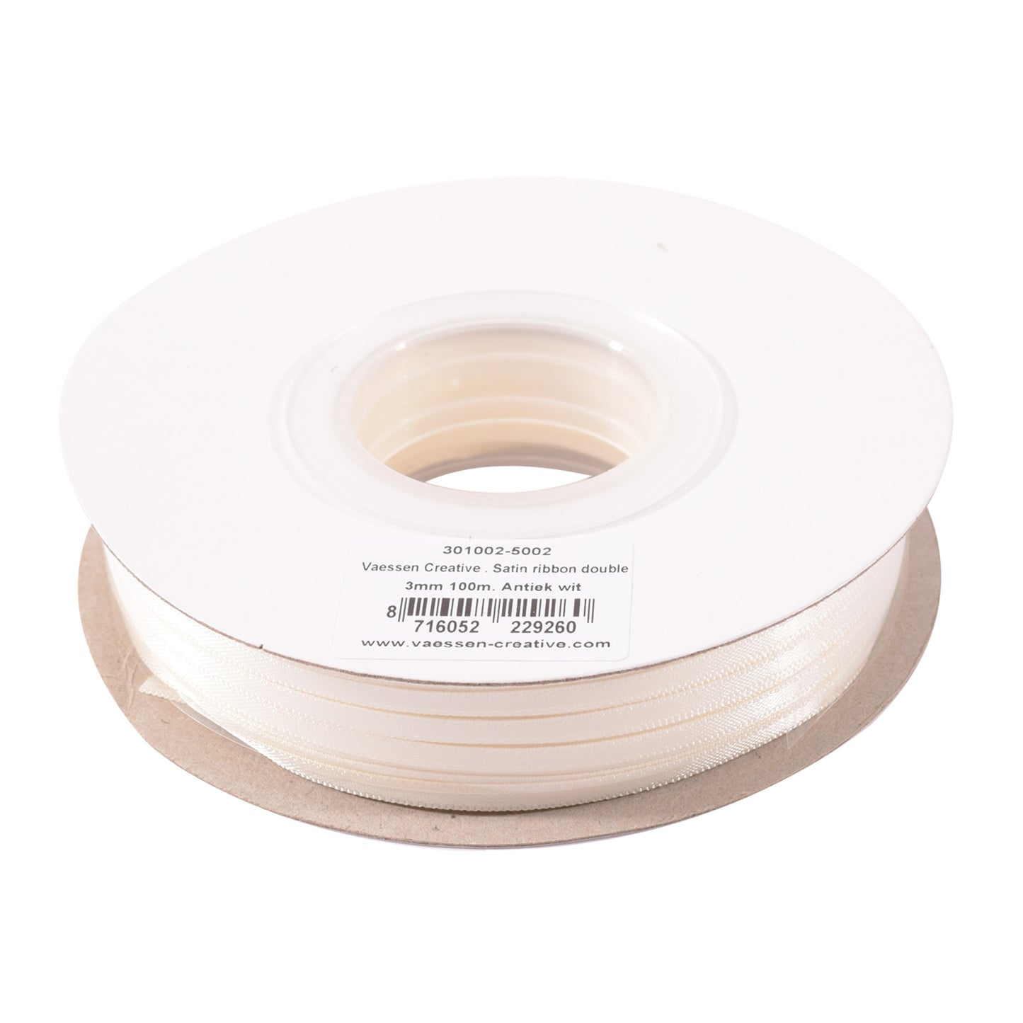 Vaessen creative • ruban satin 3mmx100m blanc antique