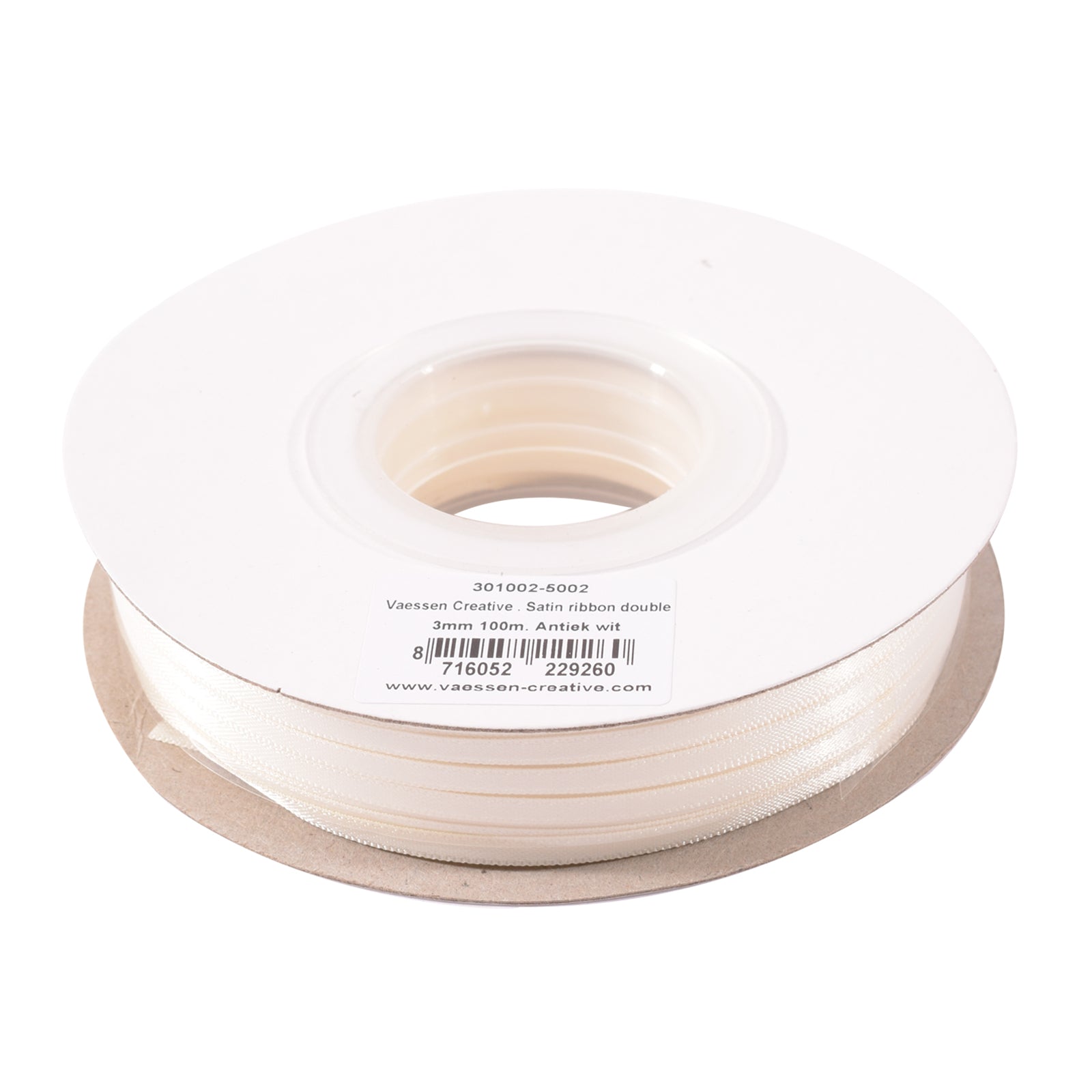 Vaessen creative • ruban satin 3mmx100m blanc antique