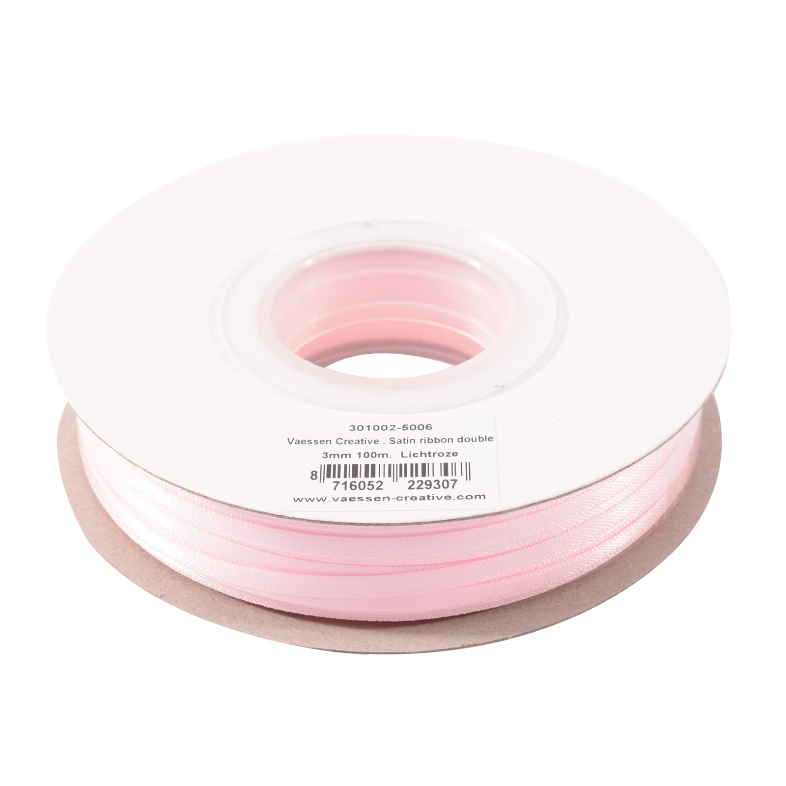 Vaessen creative • ruban satin 3mmx100m rose pastel