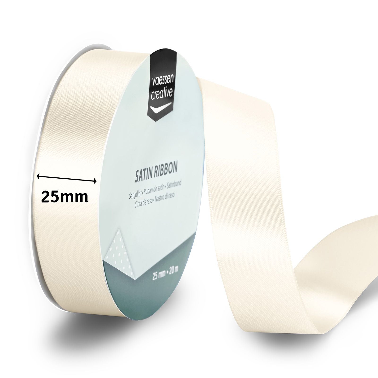 Vaessen creative • ruban satin 20mx25mm blanc antique