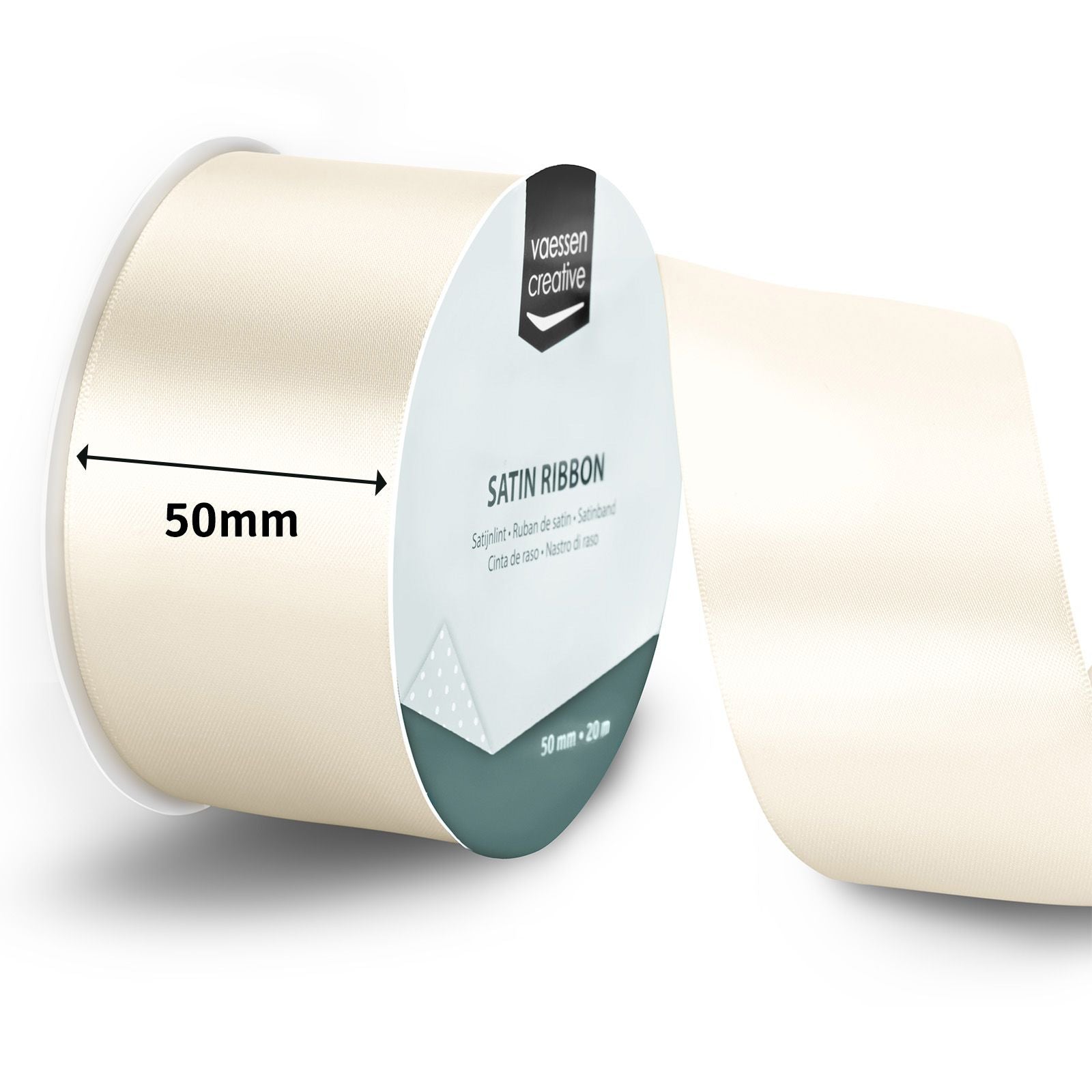 Vaessen creative • ruban satin 20mx50mm blanc antique