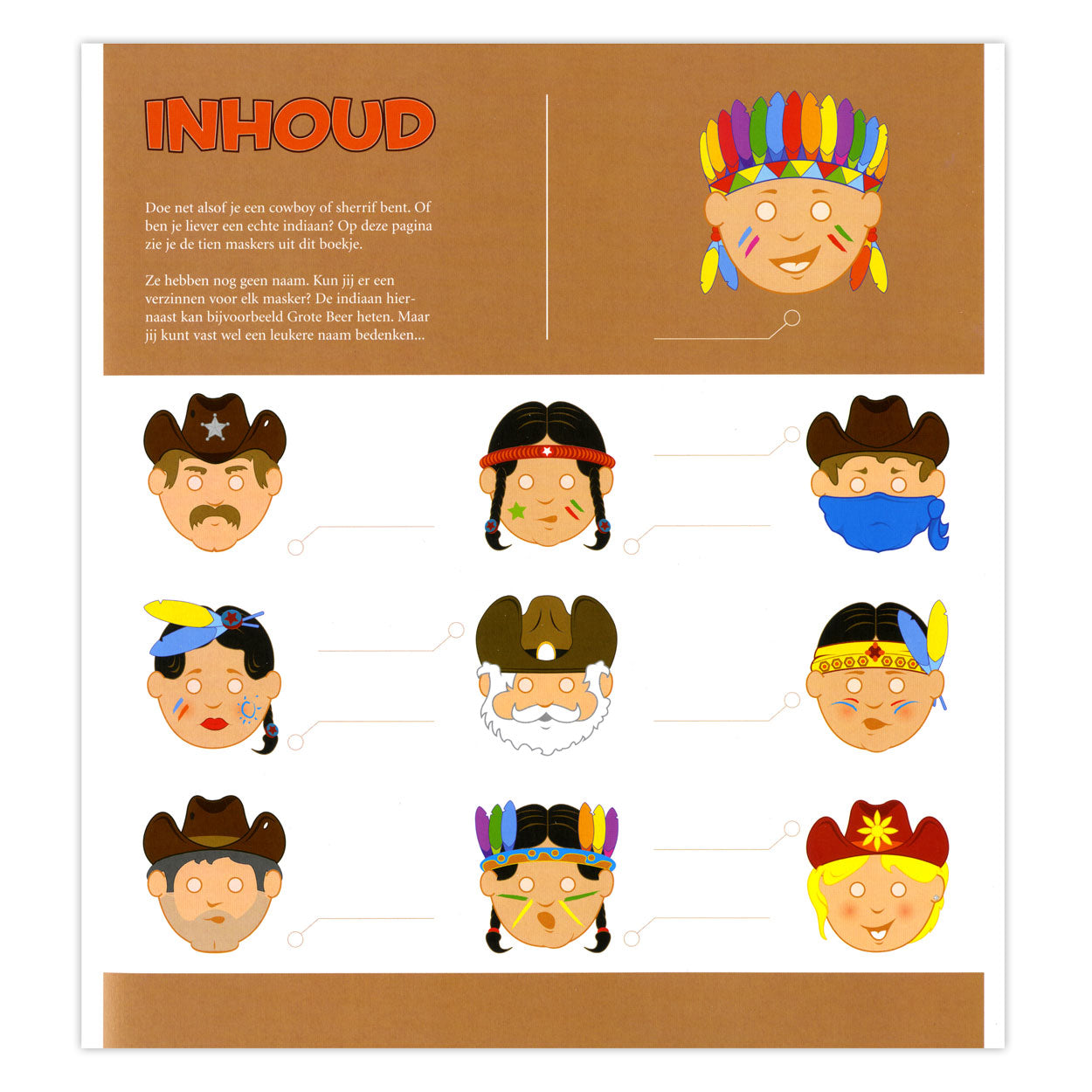 Masques de la maison centrale du livre : cowboys et indiens