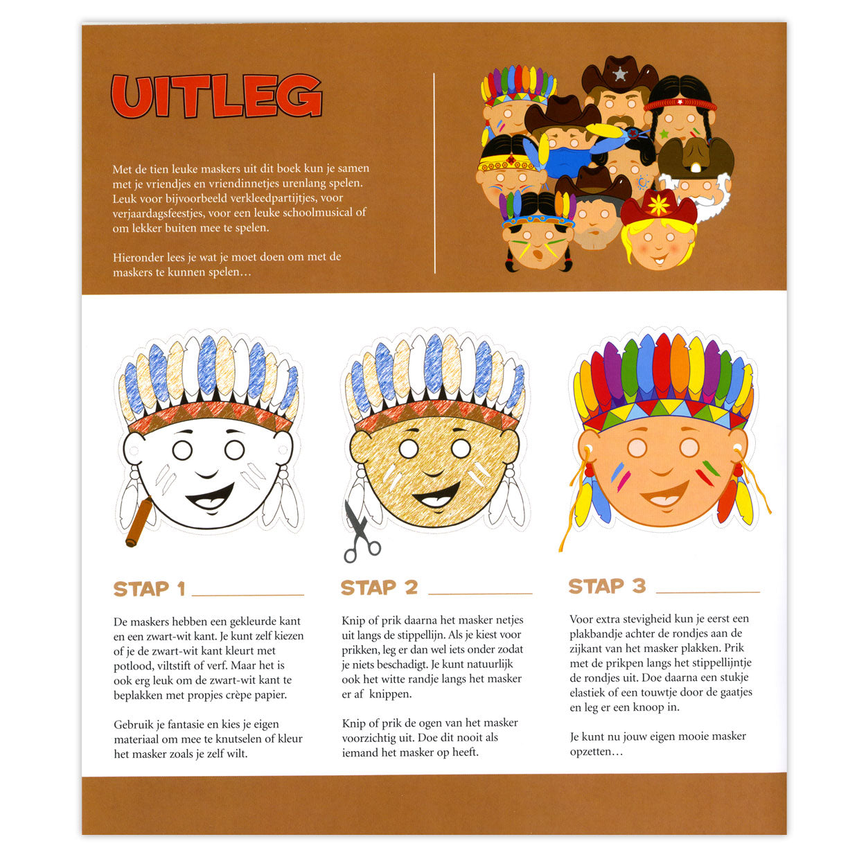 Masques de la maison centrale du livre : cowboys et indiens
