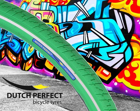 Dutchperfect Pneu Dutch Perfect 28 x 1.40" / 40-622mm anti-crevaison vert avec reflet