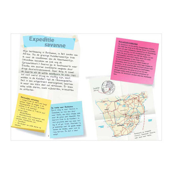 Livre central journal d'un explorateur - expédition savane
