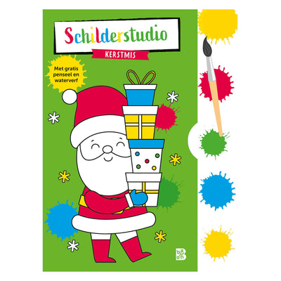 Livre de coloriage d'édition standard avec palette de peinture et pinceau de Noël