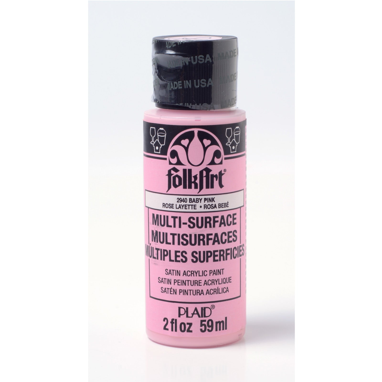 Folkart • peinture multi-surfaces rose bébé 59ml